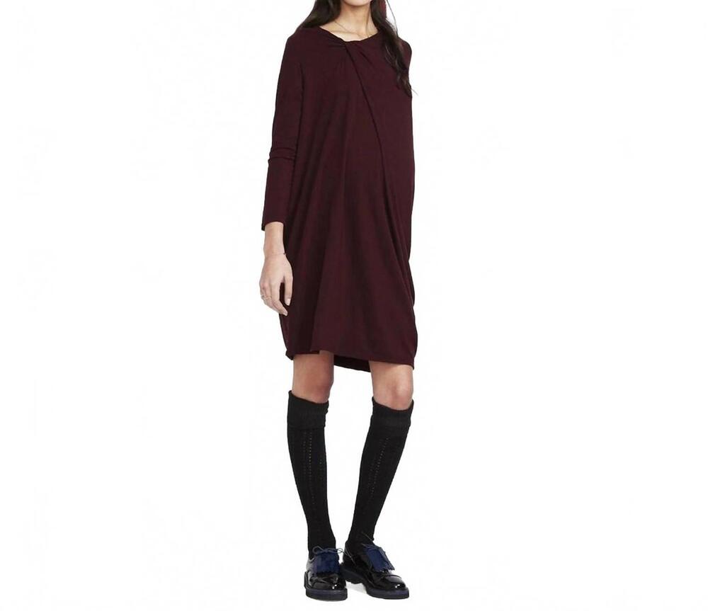 NEW HATCH the sandrine long sleeve dress in burgundy